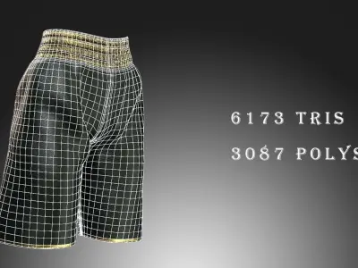 Boxing Shorts - Black Low-poly 3D model