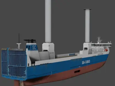 Ro-Ro Sailing vessel Low-poly 3D model