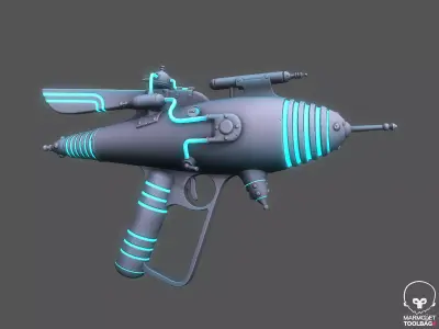 Retro Pbr Textured Raygun Low-poly 3D model