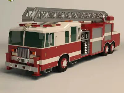 Low Poly Fire Truck Low-poly 3D model