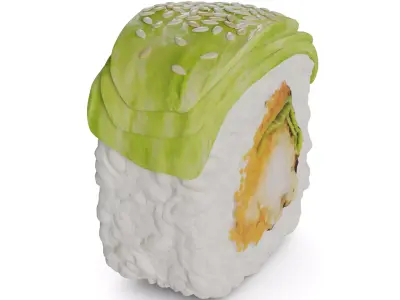 Sushi tiger prawn masago caviar avocado 3D model