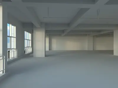 Office space Low-poly 3D model