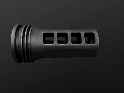 OSS Helix HX-QD 338 TI Suppressor and MB-QD 338 Muzzle Brake Low-poly 3D model