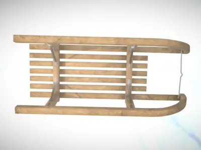 Wooden Sledge Winter VR AR Toy Low Poly PBR Game Ready Low-poly 3D model