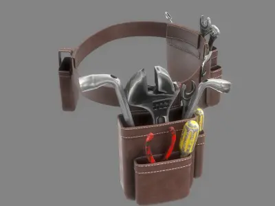 Belt With Tools Game Ready Low-poly 3D model