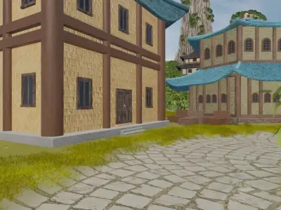 Mountain Village Scene 3D model