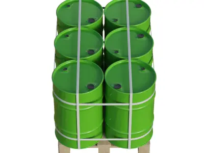 Barrels On Wooden Pallet 3D model