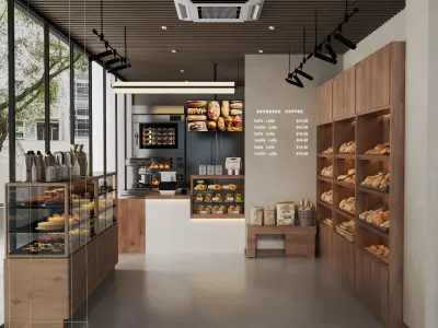 Cafe Bakery 3D model Low-poly 3D model