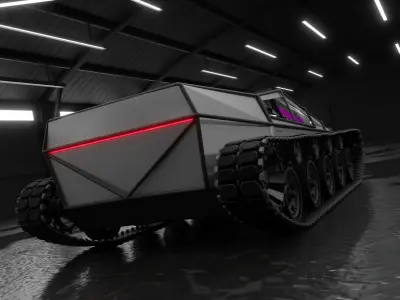 Cyber Tank - Futuristic Tracked All-Terrain Vehicle Rigged Low-poly 3D model