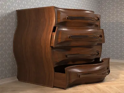 Antique Wood Dresser 3D model