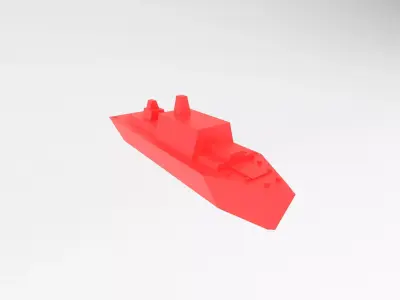 Cartoon Simple Warship v1 003 Low-poly 3D model