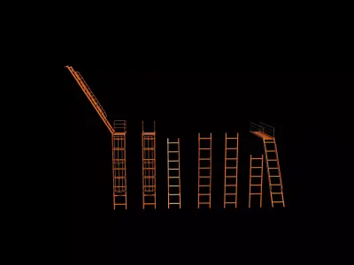 Antique Ladder 02 3D model