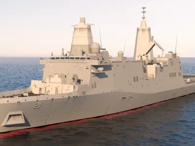 San Antonio Class Amphibious Transport Dock Rigged 3D model