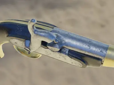 Historic old medievel flintlock Dragon pistol  Low-poly 3D model