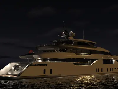 O Rea Superyacht Night Scene 3D model