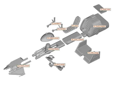 614 AvA Speeder Bike One12 Scale STL Files 3D print model