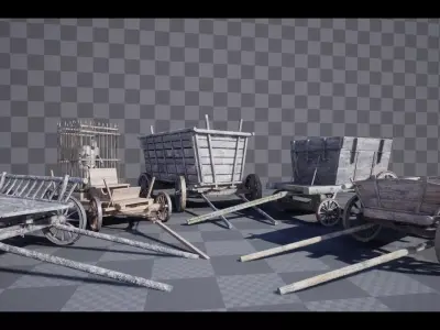 The Carts Pack 5 in 1 Low-poly 3D model