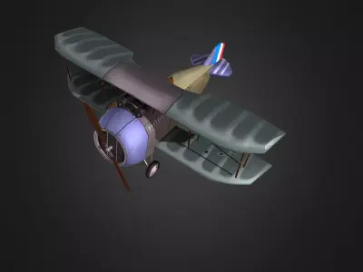 WW1 Stylised plane Low-poly 3D model