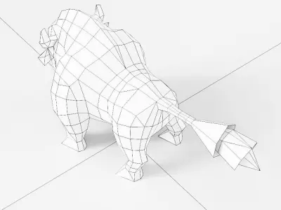 Bull cartoon 3d model  Low-poly 3D model