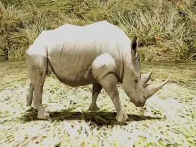 Rhinoceros rhino in grass 3D model