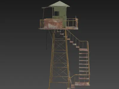 Tower guard with stairs Low-poly 3D model