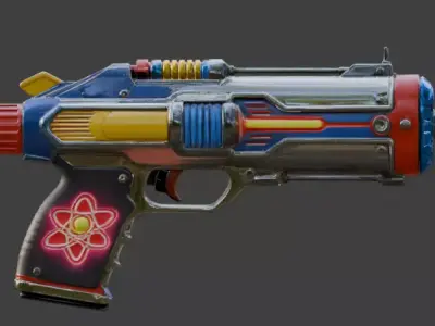 Cosmic Atompunk Kinetic Pulse Pistol 3D Model Low-poly 3D model
