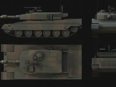 Type 90 Main Battle Tank Low-poly 3D model