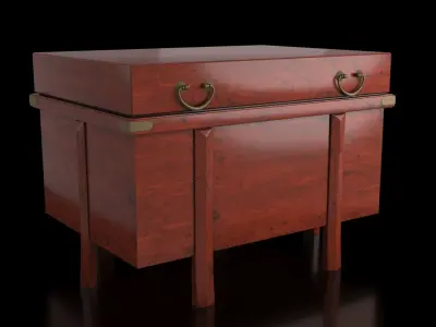 Korean Storage Chest Table Red Stain 3D model