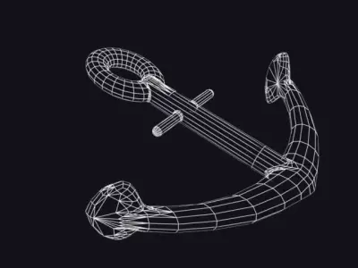 Anchor pirate map with and compass 3D model