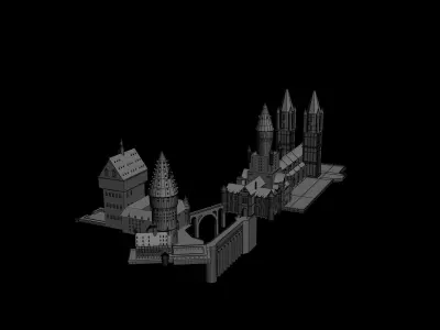 hogwarts 3d model castle in minecraft 3D model