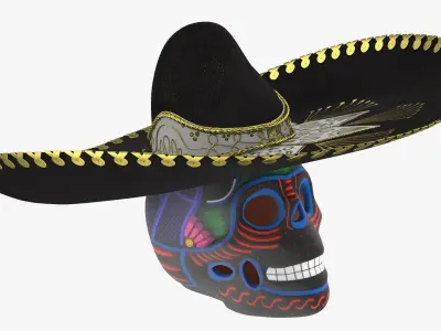 Dark Mariachi Skull 3D model