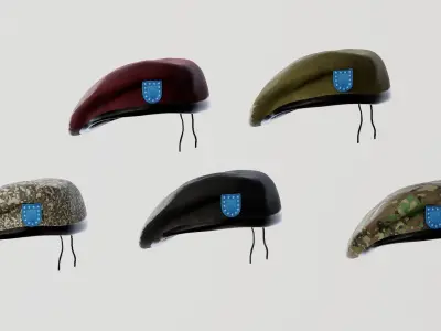 Military Hat Collection Low-poly 3D model