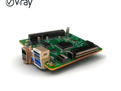 Fanless Industrial Motherboard Robust PCB Model Pack Low-poly 3D model