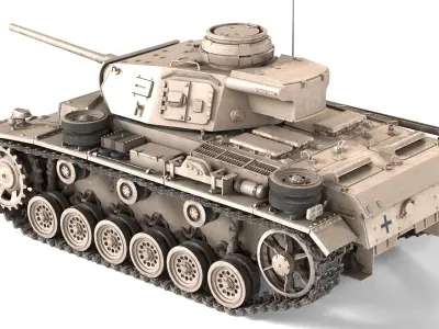 German Panzer III TANK Low-poly 3D model