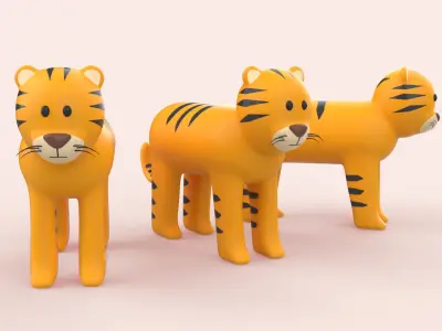 Cartoon Tiger Animal Style Cute Low-poly 3D model