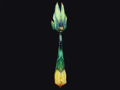 Magic Wand Rod Stick Fairy Staff Scepter Inventory Item Ritual Low-poly 3D model purchase