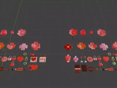 Valentine Love 3D Asset Pack  Low-poly 3D model