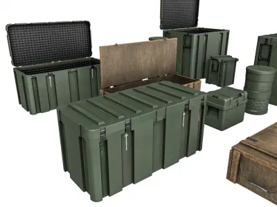Military Crate Package Low-poly 3D model