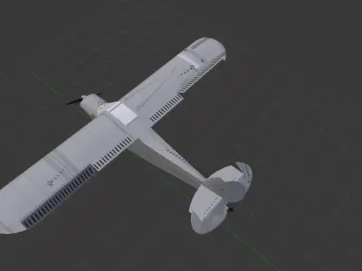 aircraft orange airplane flying in sky 3D model