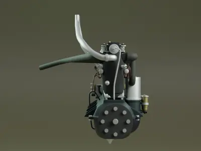 Mercedes DIII Vintage Aircraft Engine 3D model