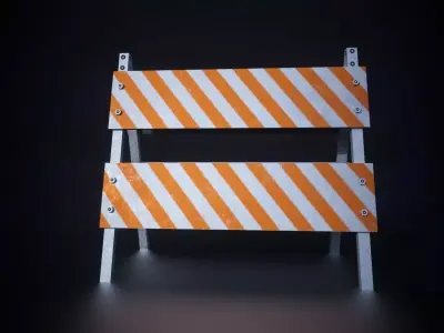 Road Barrier  Variation 2 Low Poly PBR Game Ready Free low-poly 3D model