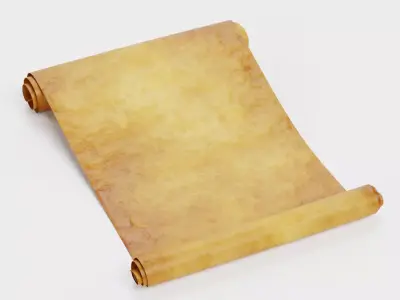 Scroll V2 - Aged Parchment Sheet Low-poly 3D model