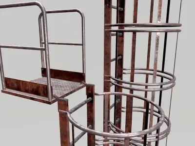 Metal Rusted Modular Ladder System Low-poly 3D model