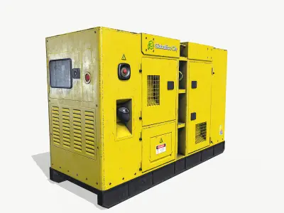 Diesel generator yellow Low-poly 3D model