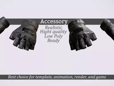 Tactical Fingerless Gloves - Game-Ready Combat Accessory Low-poly 3D model