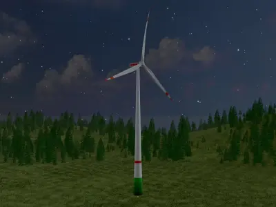 Wind turbine E1 H-160 RD 138 m with animation Low-poly 3D model