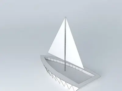 Sailboat wooden with sail Free 3D model