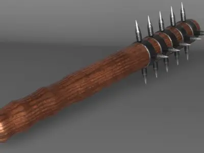 Spiked medieval war club Low-poly 3D model