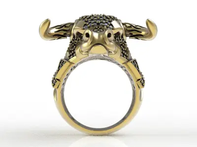 Bull Face Diamond Ring 3D print model