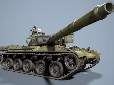 French Tank AMX-30b PBR Low-poly 3D model